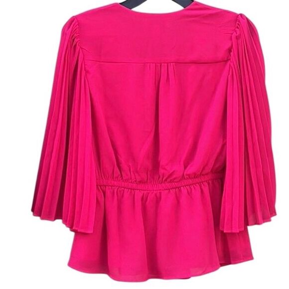 Sofia Jeans V-Neck Sheer Top with Pleated Sleeves Size M - Picture 5 of 9